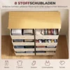 Slaapkamerkast Met 8 Stoffen Lades, Stalen Stutten, Houten Oppervlak, 4 Opbergtassen, 2 Haken, Beige