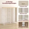 Slaapkamerkast Met 8 Stoffen Lades, Stalen Stutten, Houten Oppervlak, 4 Opbergtassen, 2 Haken, Beige