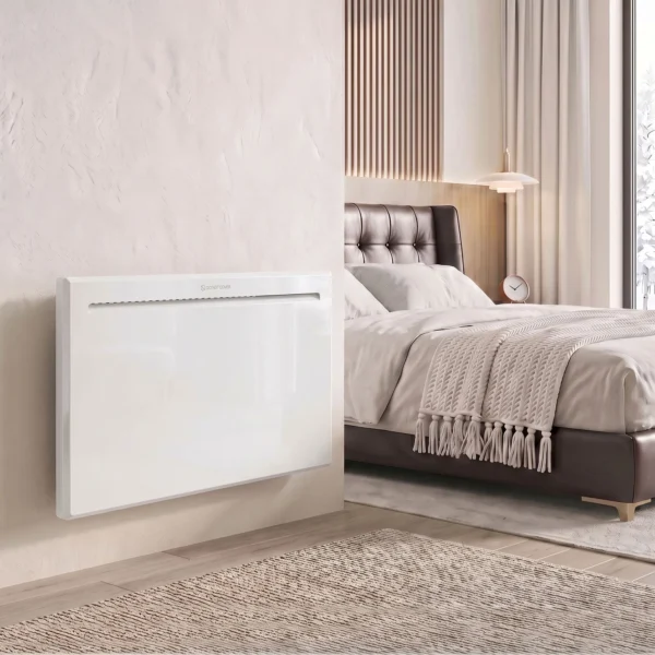 Slimme Paneelverwarming 1500 W, Vrijstaand/wandmontage, Elektrische Verwarming Met 7 dagen Timer, Raamdetectie, Vorstbescherming, Wit