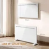 Slimme Paneelverwarming 1500 W, Vrijstaand/wandmontage, Elektrische Verwarming Met 7 dagen Timer, Raamdetectie, Vorstbescherming, Wit