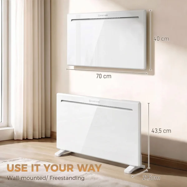Slimme Paneelverwarming 1500 W, Vrijstaand/wandmontage, Elektrische Verwarming Met 7 dagen Timer, Raamdetectie, Vorstbescherming, Wit