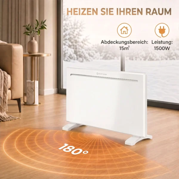 Slimme Paneelverwarming 1500 W, Vrijstaand/wandmontage, Elektrische Verwarming Met 7 dagen Timer, Raamdetectie, Vorstbescherming, Wit