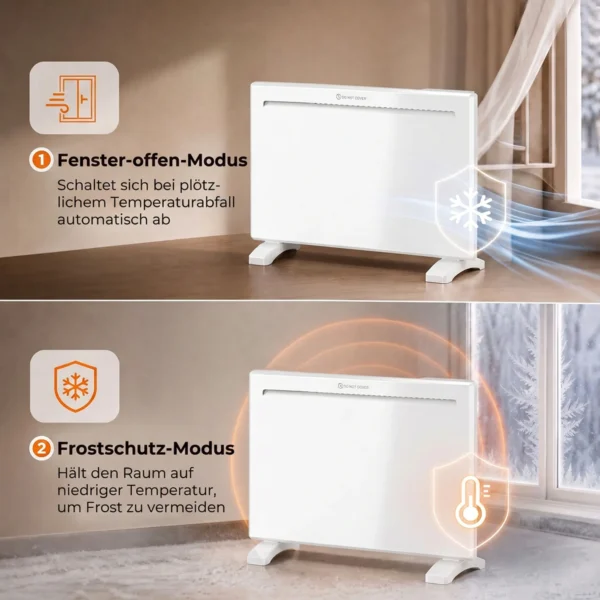 Slimme Paneelverwarming 1500 W, Vrijstaand/wandmontage, Elektrische Verwarming Met 7 dagen Timer, Raamdetectie, Vorstbescherming, Wit