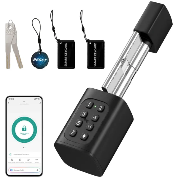 Slimmere Deurcilinder, 5 in 1 Met Vingerafdruk, Code, App, NFC Kaart & Sleutel, Gedeelde Toegang, Bluetooth Cilinder