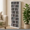 Smalle Mediakast, 8 Niveaus, 6 Verstelbare Planken, 8 Vakken, Voor 360 CDs, Wit