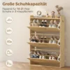 Smalle Schoenenkast Met Klapontwerp En 3 Vakken, Lichtbruin