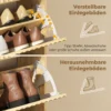 Smalle Schoenenkast Met Klapontwerp En 3 Vakken, Lichtbruin