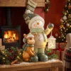 Sneeuwman Figuur 43 Cm Gemaakt Van MGO Met LED lantaarn En Timer, Voor Entree & Deuropening