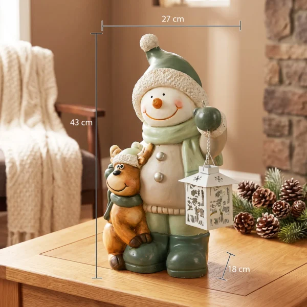 Sneeuwman Figuur 43 Cm Gemaakt Van MGO Met LED lantaarn En Timer, Voor Entree & Deuropening