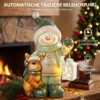 Sneeuwman Figuur 43 Cm Gemaakt Van MGO Met LED lantaarn En Timer, Voor Entree & Deuropening