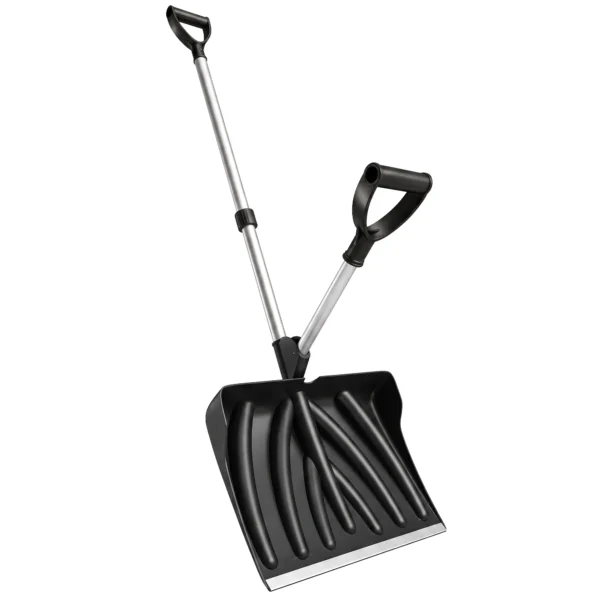Sneeuwschuiver 45 Cm Breed Kunststof Sneeuwschep Met Ergonomische Extra Handvat, Sneeuwruimer Met Aluminiumsteel Metalen Rand