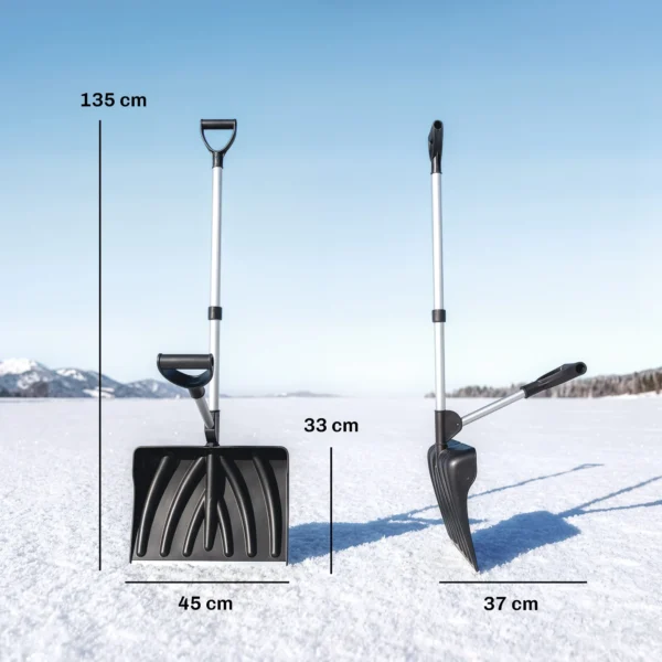 Sneeuwschuiver 45 Cm Breed Kunststof Sneeuwschep Met Ergonomische Extra Handvat, Sneeuwruimer Met Aluminiumsteel Metalen Rand
