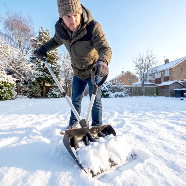 Sneeuwschuiver 45 Cm Breed Kunststof Sneeuwschep Met Ergonomische Extra Handvat, Sneeuwruimer Met Aluminiumsteel Metalen Rand