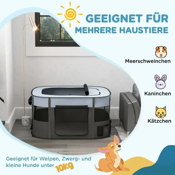 Speelren Voor Huisdieren, Opvouwbaar, Met Opbergtas, Voor Puppy's En Kittens, Binnen En Buiten, Grijs