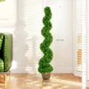 Spiraalvormige Buxus, Set Van 2 Kunstplanten, Met Pot, 150 Cm Hoogte, Groen