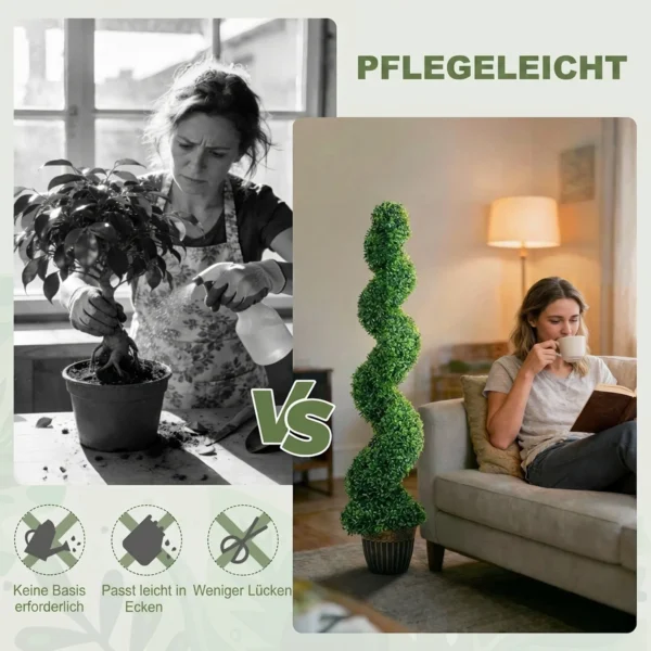 Spiraalvormige Buxus, Set Van 2 Kunstplanten, Met Pot, 150 Cm Hoogte, Groen