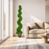 Spiraalvormige Buxus, Set Van 2 Kunstplanten, Met Pot, 150 Cm Hoogte, Groen