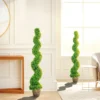 Spiraalvormige Buxus, Set Van 2 Kunstplanten, Met Pot, 150 Cm Hoogte, Groen