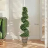 Spiraalvormige Cipres, Set Van 2 Kunstplanten, Met Pot, 120 Cm Hoogte, Groen
