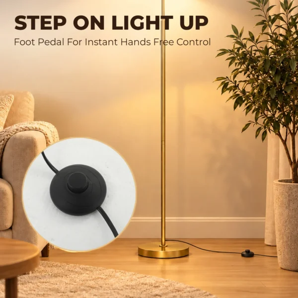 Staande Lamp 350° Verstelbaar Voor Woonkamer En Kantoor Staande Lamp Met 3 Stalen Gouden Schermen