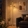 Staande Lamp 350° Verstelbaar Voor Woonkamer En Kantoor Staande Lamp Met 3 Stalen Gouden Schermen
