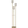 Staande Lamp Met Plank En 3 vlammen Glazen Kappen, Staande Lamp Met Glazen Tafel 177 Cm Goud