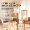 Staande Lamp Met Plank En 3 vlammen Glazen Kappen, Staande Lamp Met Glazen Tafel 177 Cm Goud