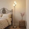 Staande Lamp Woonkamer 40 W Staande Lamp Met Voetschakelaar, 3 X E14 fitting Voor Slaapkamer, Kantoor, Zonder Gloeilamp, Zilver