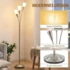 Staande Lamp Woonkamer 40 W Staande Lamp Met Voetschakelaar, 3 X E14 fitting Voor Slaapkamer, Kantoor, Zonder Gloeilamp, Zilver