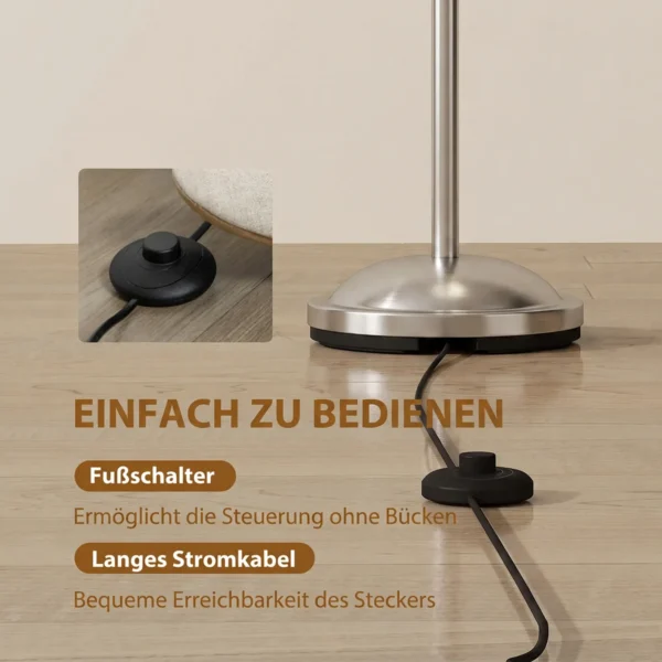 Staande Lamp Woonkamer 40 W Staande Lamp Met Voetschakelaar, 3 X E14 fitting Voor Slaapkamer, Kantoor, Zonder Gloeilamp, Zilver