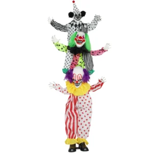 Stapelbare Halloween Animatronics Clowns Met Rode Gloeiende Ogen Voor Binnenfeest Rekwisieten