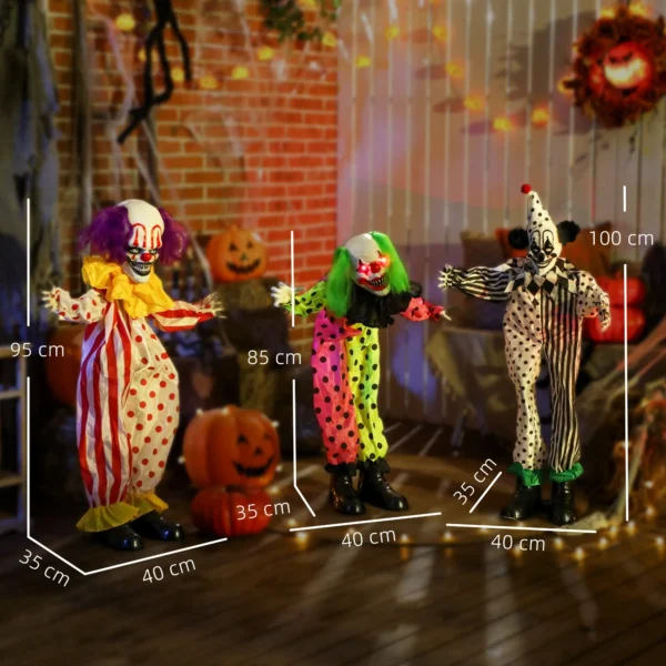 Stapelbare Halloween Animatronics Clowns Met Rode Gloeiende Ogen Voor Binnenfeest Rekwisieten