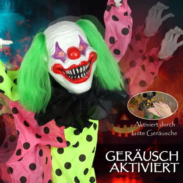Stapelbare Halloween Animatronics Clowns Met Rode Gloeiende Ogen Voor Binnenfeest Rekwisieten