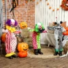 Stapelbare Halloween Animatronics Clowns Met Rode Gloeiende Ogen Voor Binnenfeest Rekwisieten
