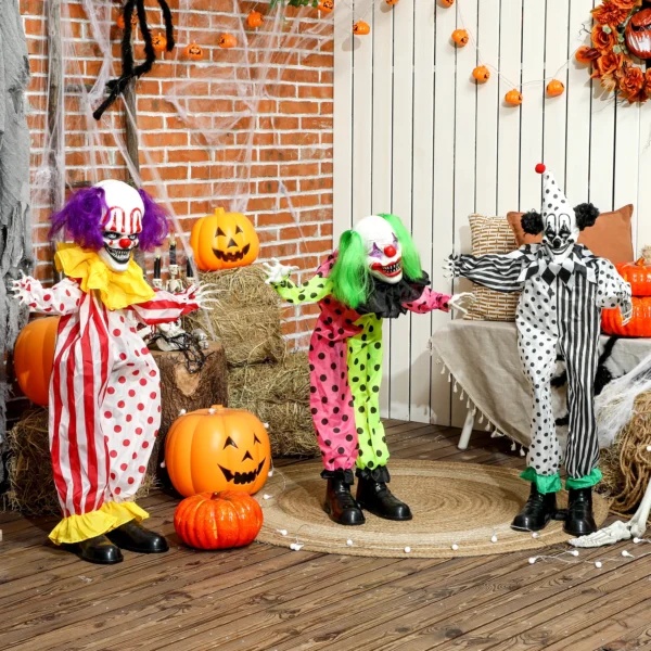 Stapelbare Halloween Animatronics Clowns Met Rode Gloeiende Ogen Voor Binnenfeest Rekwisieten