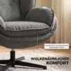 Stoel Met Verstelbare Voetenbank, 360° Draaibaar, Chenille bekleding, Dikke Vulling, Grijs