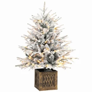 Tafelkerstboom 90 Cm, Voorgelicht, Besneeuwd, Kunstmatig, 70 Warmwitte LED's, 488 Toppen, Groen