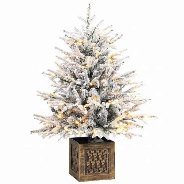 Tafelkerstboom 90 Cm, Voorgelicht, Besneeuwd, Kunstmatig, 70 Warmwitte LED's, 488 Toppen, Groen