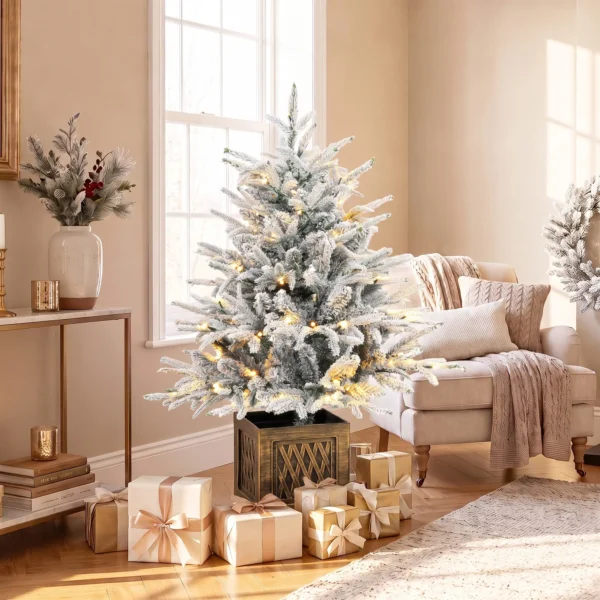 Tafelkerstboom 90 Cm, Voorgelicht, Besneeuwd, Kunstmatig, 70 Warmwitte LED's, 488 Toppen, Groen