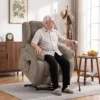 TV stoel Met Massage En Verwarmingsfunctie, Elektrische Opsta stoel, Afstandsbediening, Zijzakken, Lichtbruin