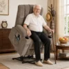 TV stoel Met Opsta hulp, Elektrische Relaxstoel Met Massage & Warmte, Ligfunctie, USB aansluitingen, Bruin