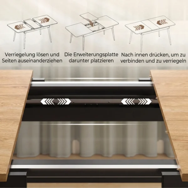 Uitschuifbare Eettafel 130 160 Cm, Keukentafel Met Afgeronde Hoeken, Eik