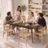 Uitschuifbare Eettafel 130 160 Cm, Keukentafel Met Afgeronde Hoeken, Licht Walnoot