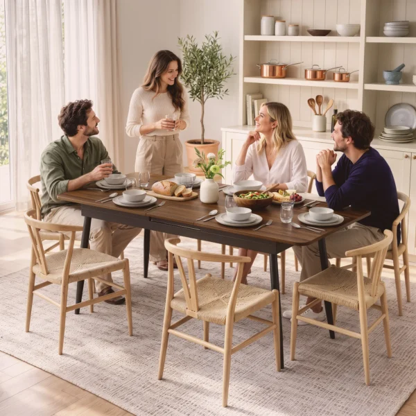 Uitschuifbare Eettafel 130 160 Cm, Keukentafel Met Afgeronde Hoeken, Licht Walnoot