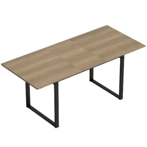 Uitschuifbare Eettafel 140 180 Cm Voor 6 8 Personen, Rechthoekig In Industrieel Ontwerp Met Stalen Frame, Bruin