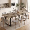 Uitschuifbare Eettafel 140 180 Cm Voor 6 8 Personen, Rechthoekig In Industrieel Ontwerp Met Stalen Frame, Bruin