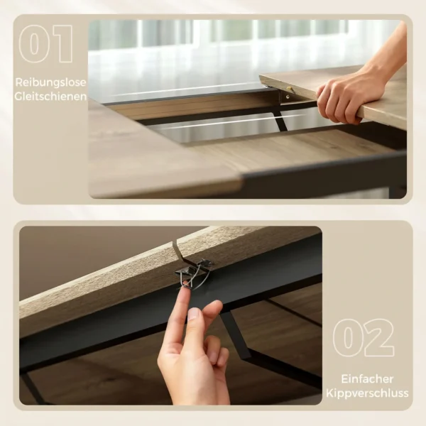 Uitschuifbare Eettafel 140 180 Cm Voor 6 8 Personen, Rechthoekig In Industrieel Ontwerp Met Stalen Frame, Bruin
