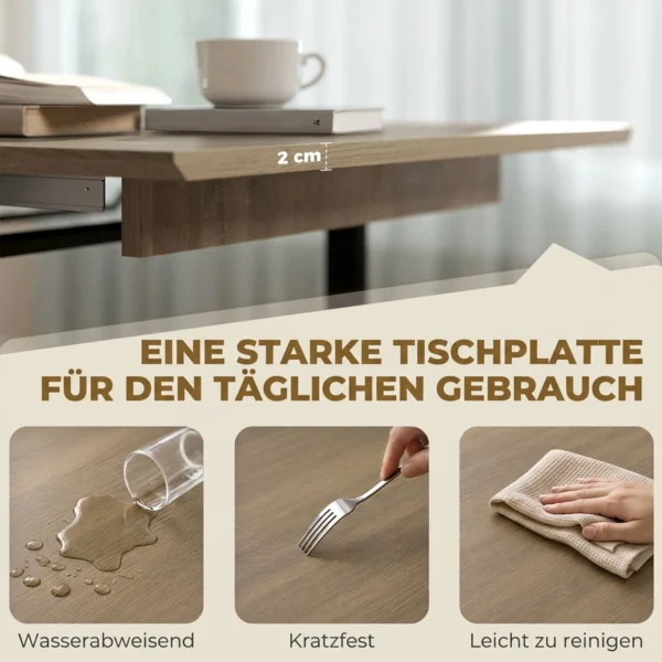 Uitschuifbare Eettafel 140 180 Cm Voor 6 8 Personen, Rechthoekig In Industrieel Ontwerp Met Stalen Frame, Bruin