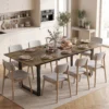 Uitschuifbare Eettafel 140 180 Cm Voor 6 8 Personen, Rechthoekig In Industrieel Ontwerp Met Stalen Frame, Tijgerhoutlook