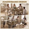 Uitschuifbare Eettafel 140 180 Cm Voor 6 8 Personen, Rechthoekig In Industrieel Ontwerp Met Stalen Frame, Tijgerhoutlook